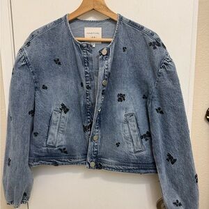 Habitual Blue Denim Jacket with Black Embroidery